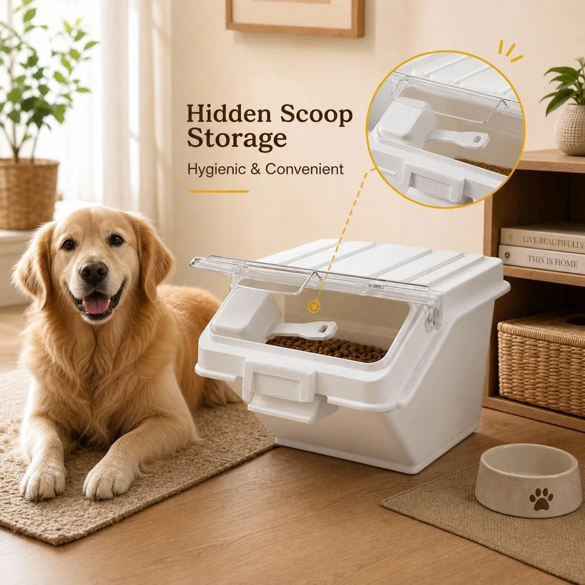 Airtight Pet Food Storage Container With Scoop For Pets