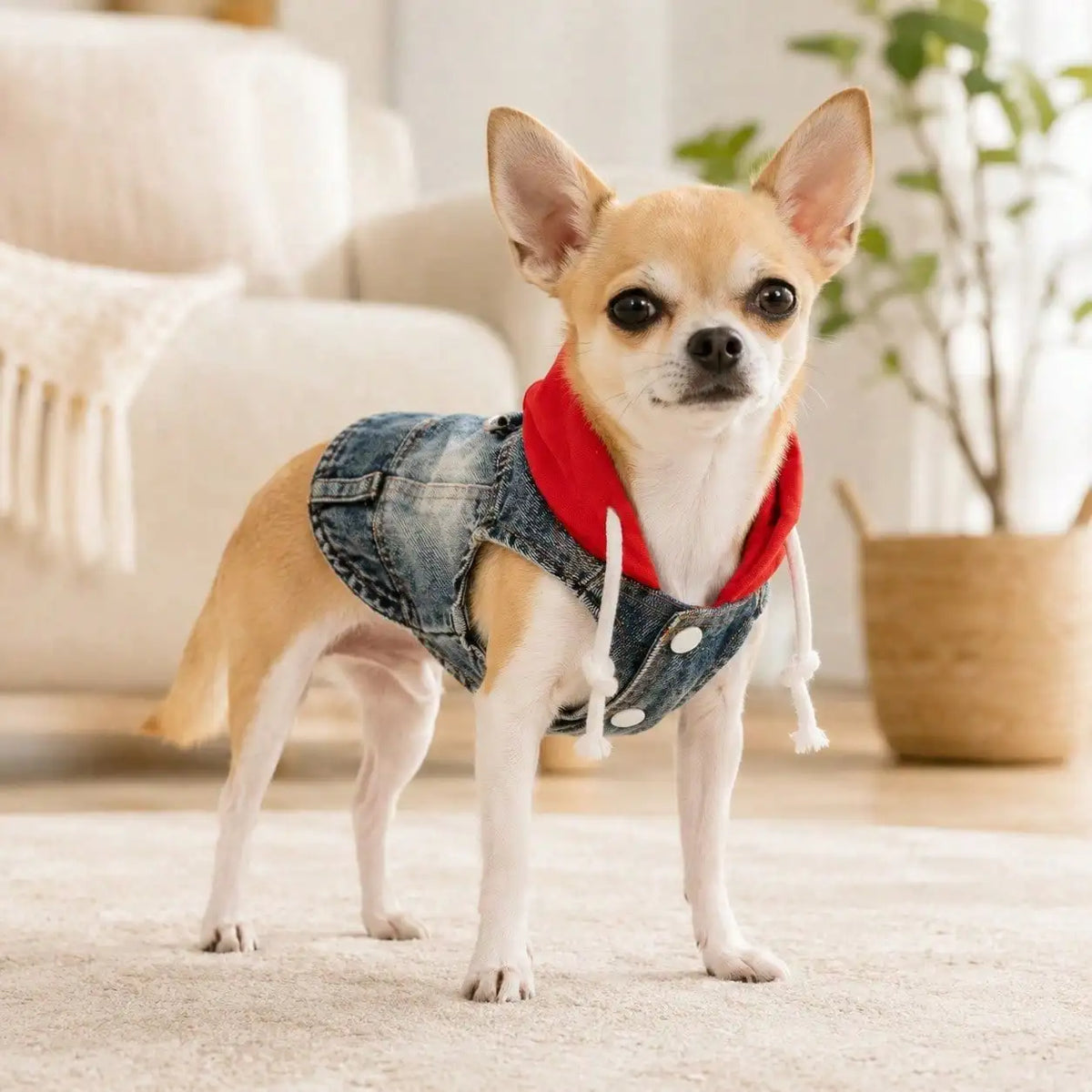 Pet Hoodie Denim Vest for Dogs and Cats Outdoor Wear