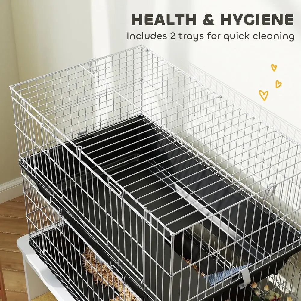 Two Tier Small Animal Cage With Dish Bottle And Platforms