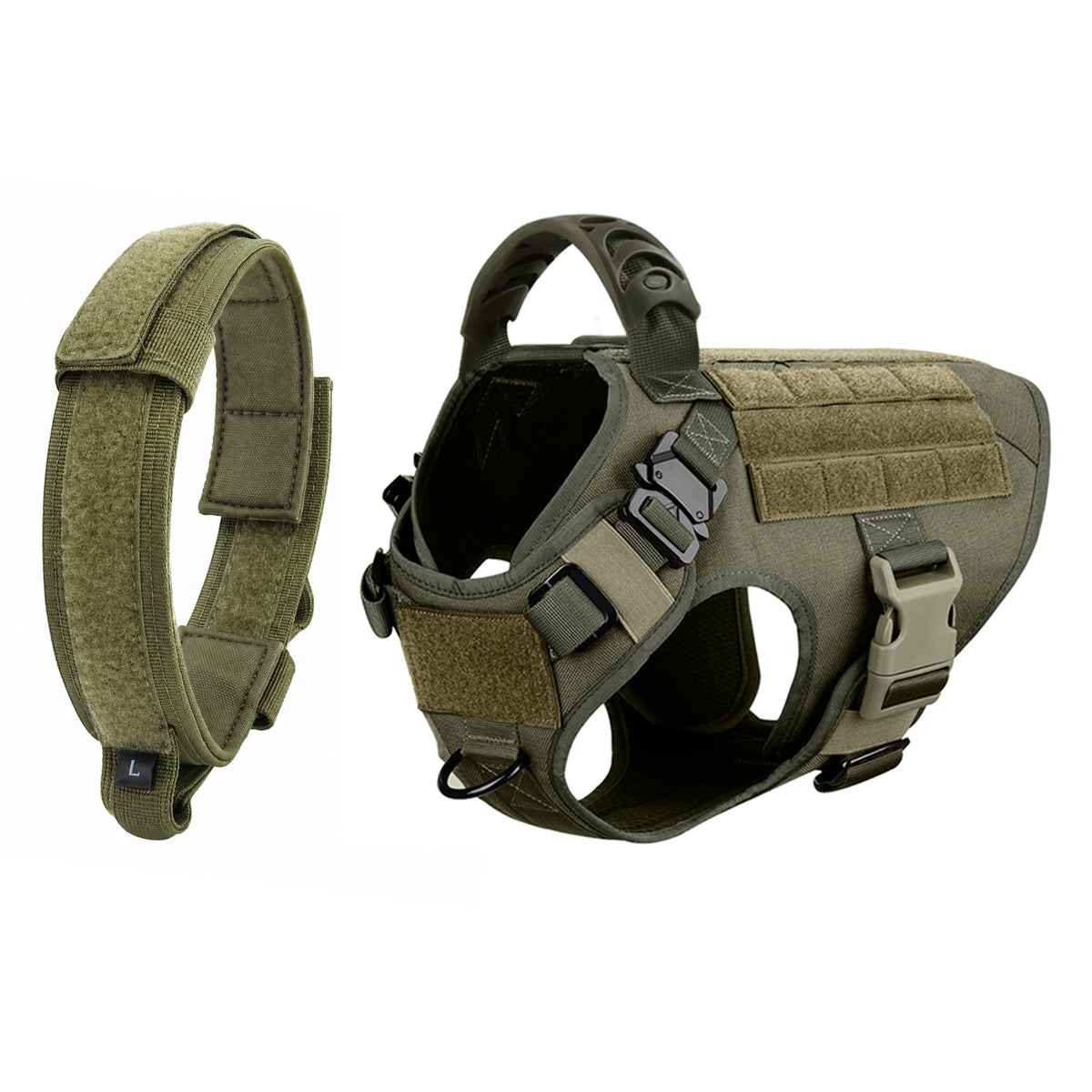 PETRAVEL Tactical Dog Harness And Collar Set For Outdoor Training