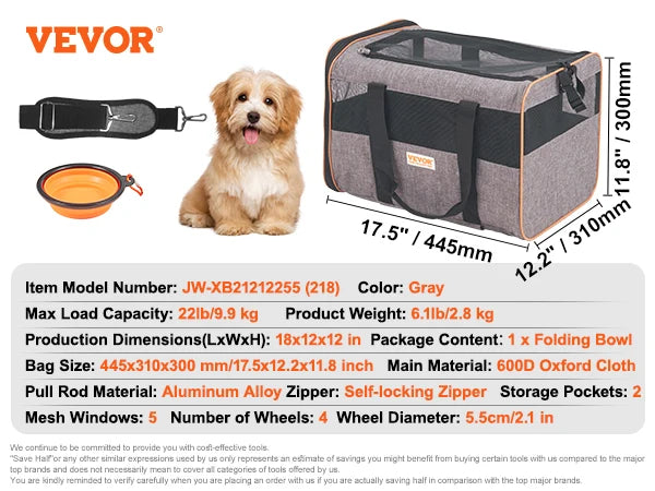 SucceBuy Cat And Dog Carrier Backpack With Wheels For Travel