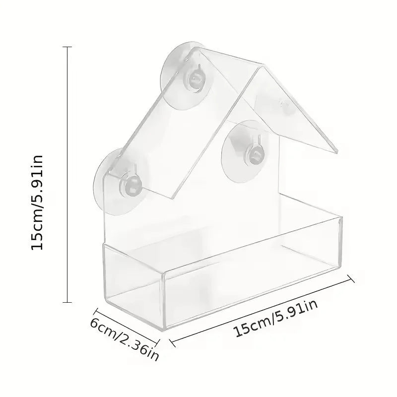 Window Mounted Acrylic Bird Feeder House For Outdoor Wild Birds