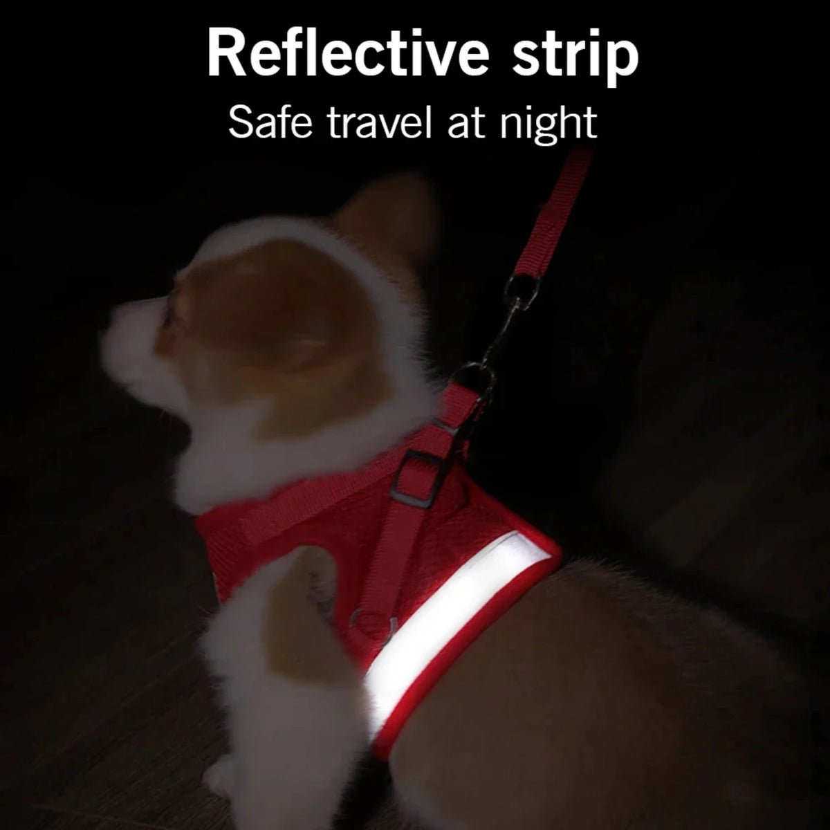 Reflective Adjustable Mesh Dog And Cat Harness Vest With Leash