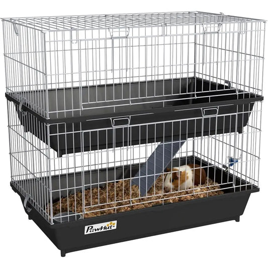 Two Tier Small Animal Cage With Dish Bottle And Platforms