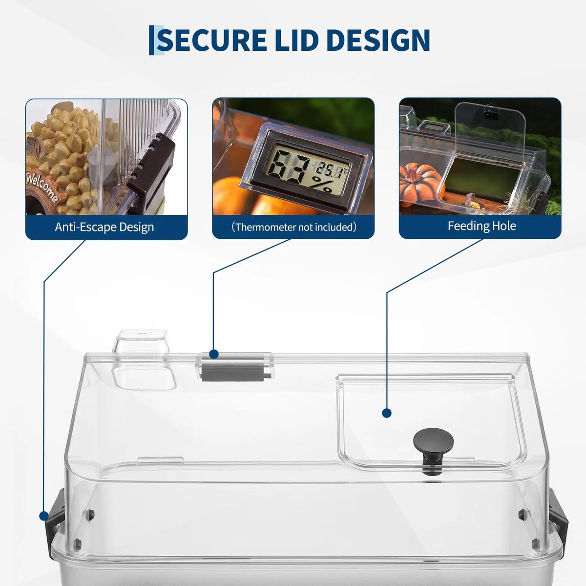 HiMISS Acrylic Reptile Terrarium Kit With Heating Pad And Accessories