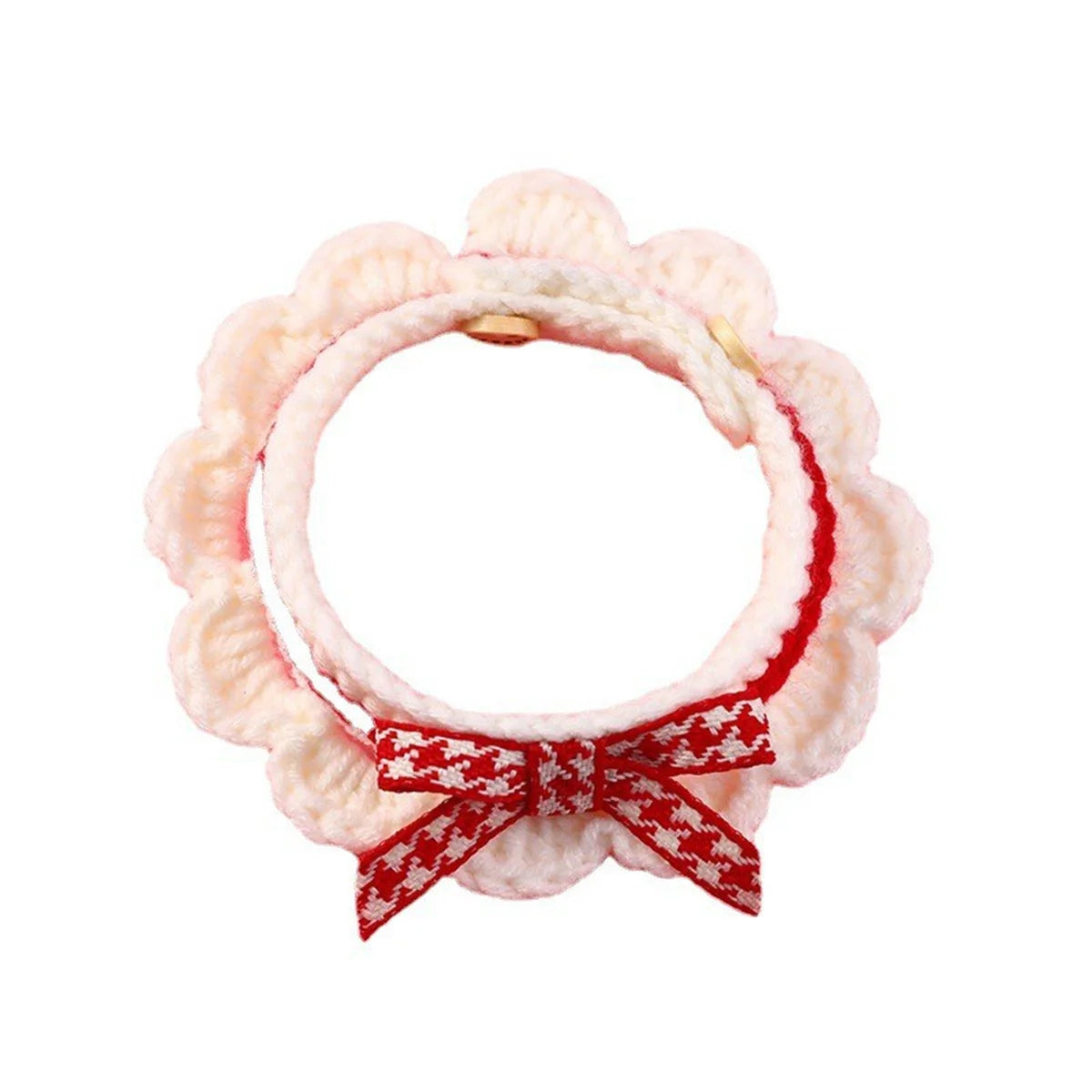 Hand Knitted Bow Knot Lace Pet Collar And Towel Set