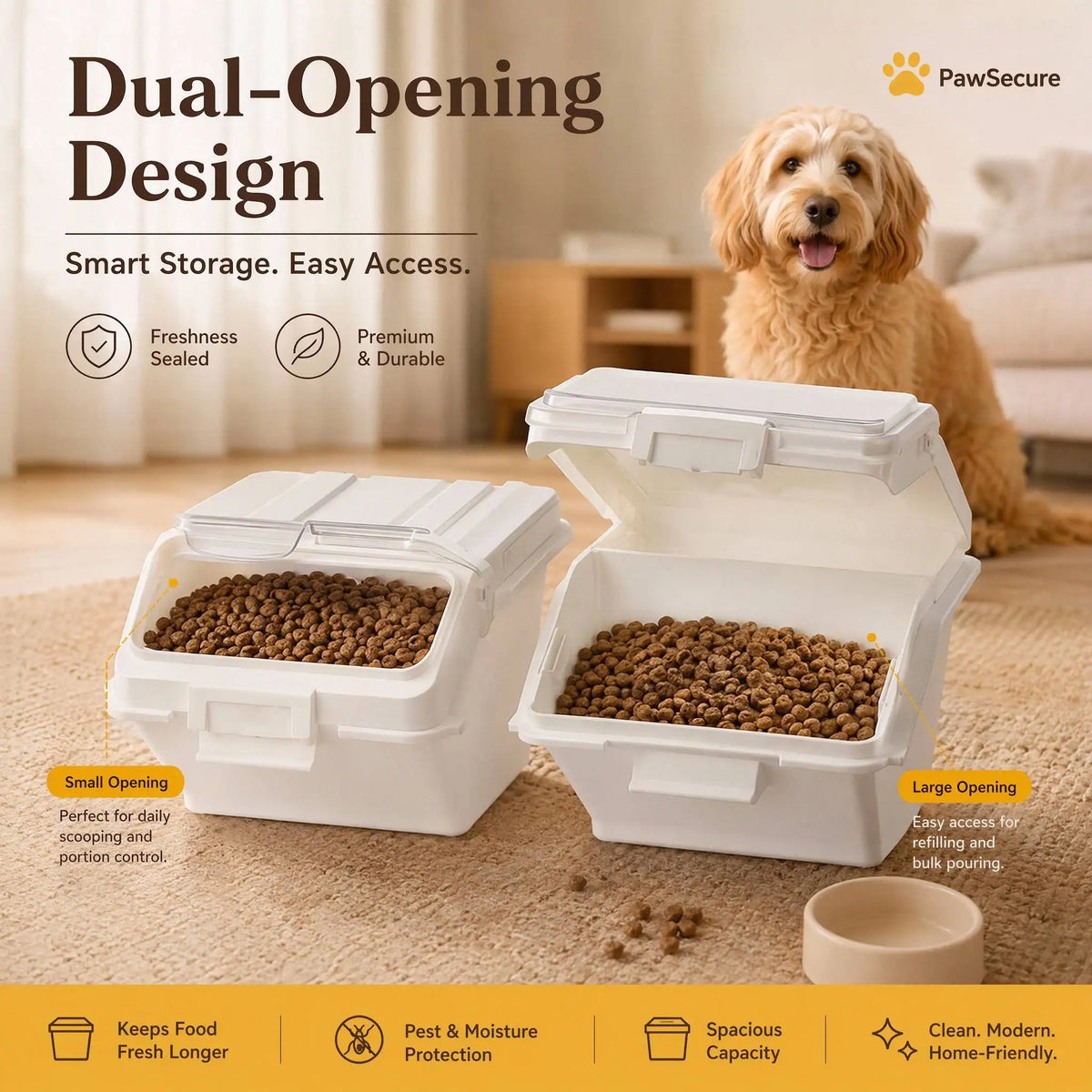 Airtight Pet Food Storage Container With Scoop For Pets