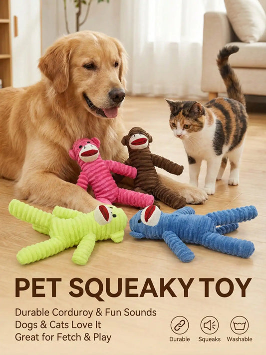 Armadillo Squeaky Plush Dog Chew Toy For Dental Play