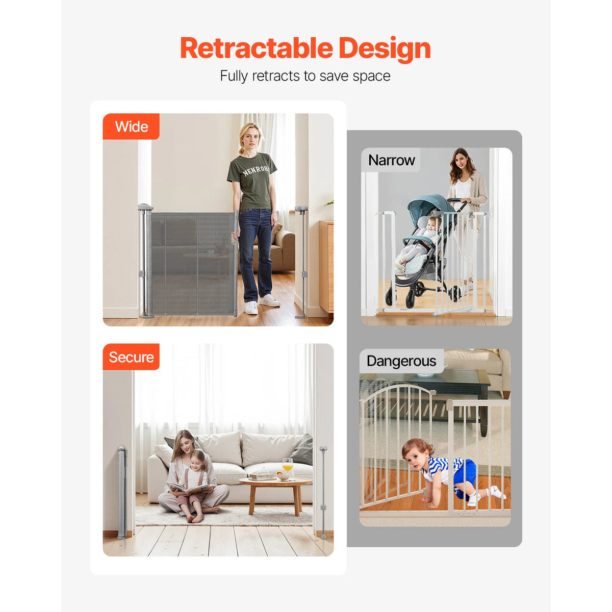 SucceBuy Retractable Baby Gate for Child and Pet Safety
