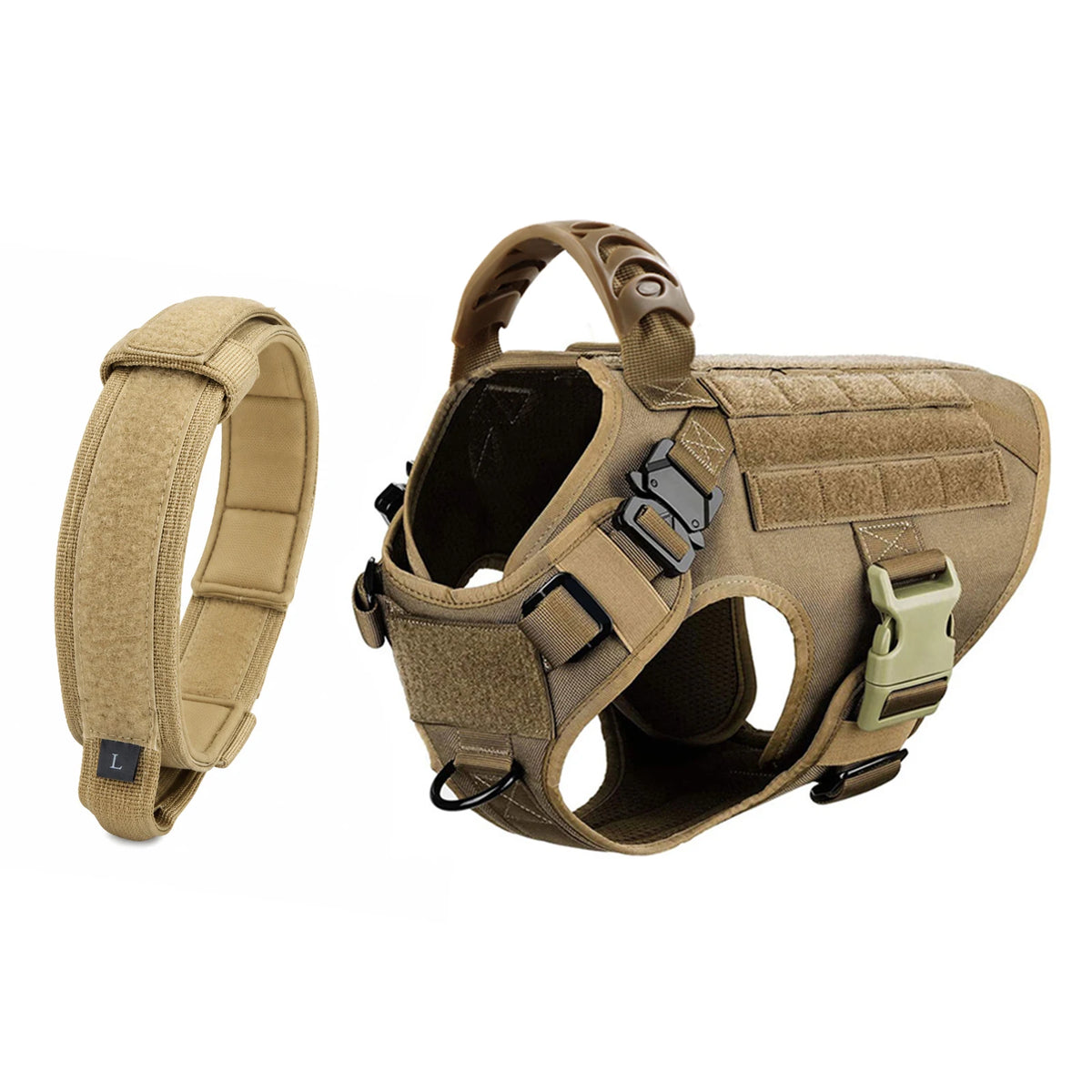 PETRAVEL Tactical Dog Harness And Collar Set For Outdoor Training
