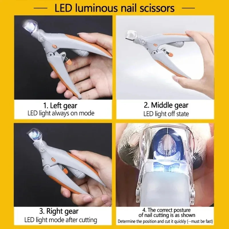 LED Pet Nail Clippers For Cats And Dogs Safety Light