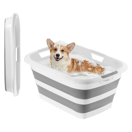 SucceBuy Collapsible Dog Bathtub With Portable Drainage Design