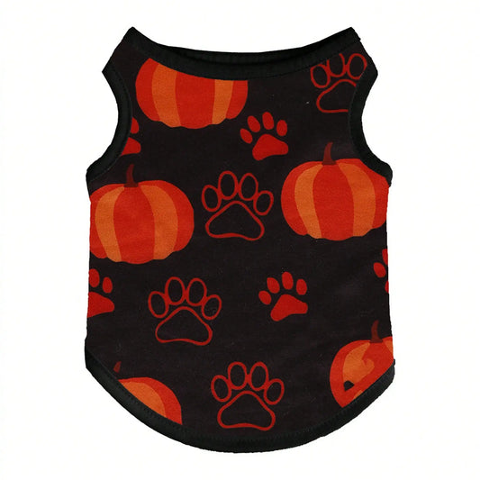 Pumpkin Print Dog Costume Shirt For Holiday Parties And Festivals