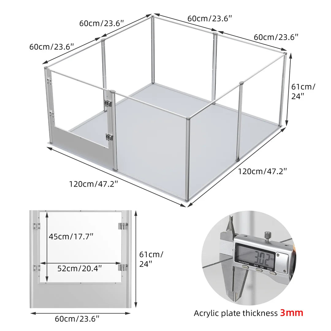 BINGOPAW Acrylic Pet Playpen With Waterproof Floor Pad