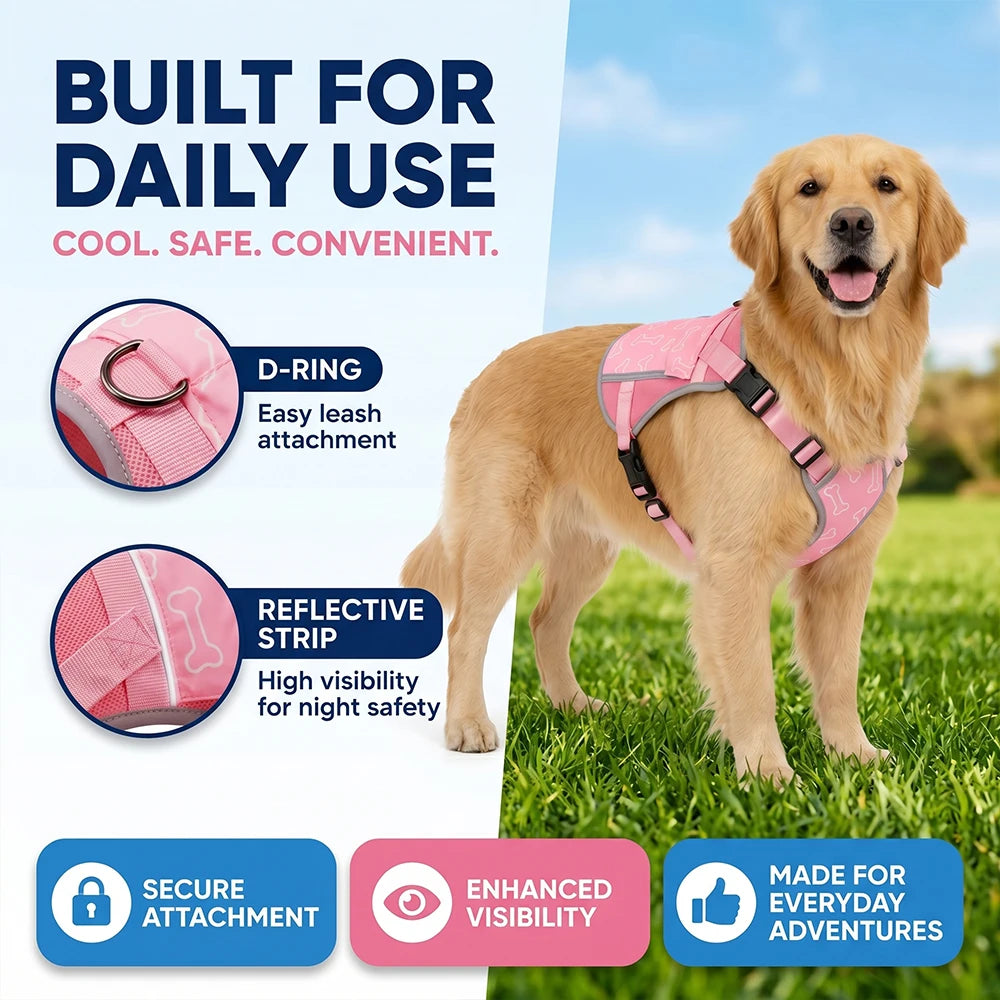 Cooling Vest For Dogs With Replaceable Freezer Cooling Packs