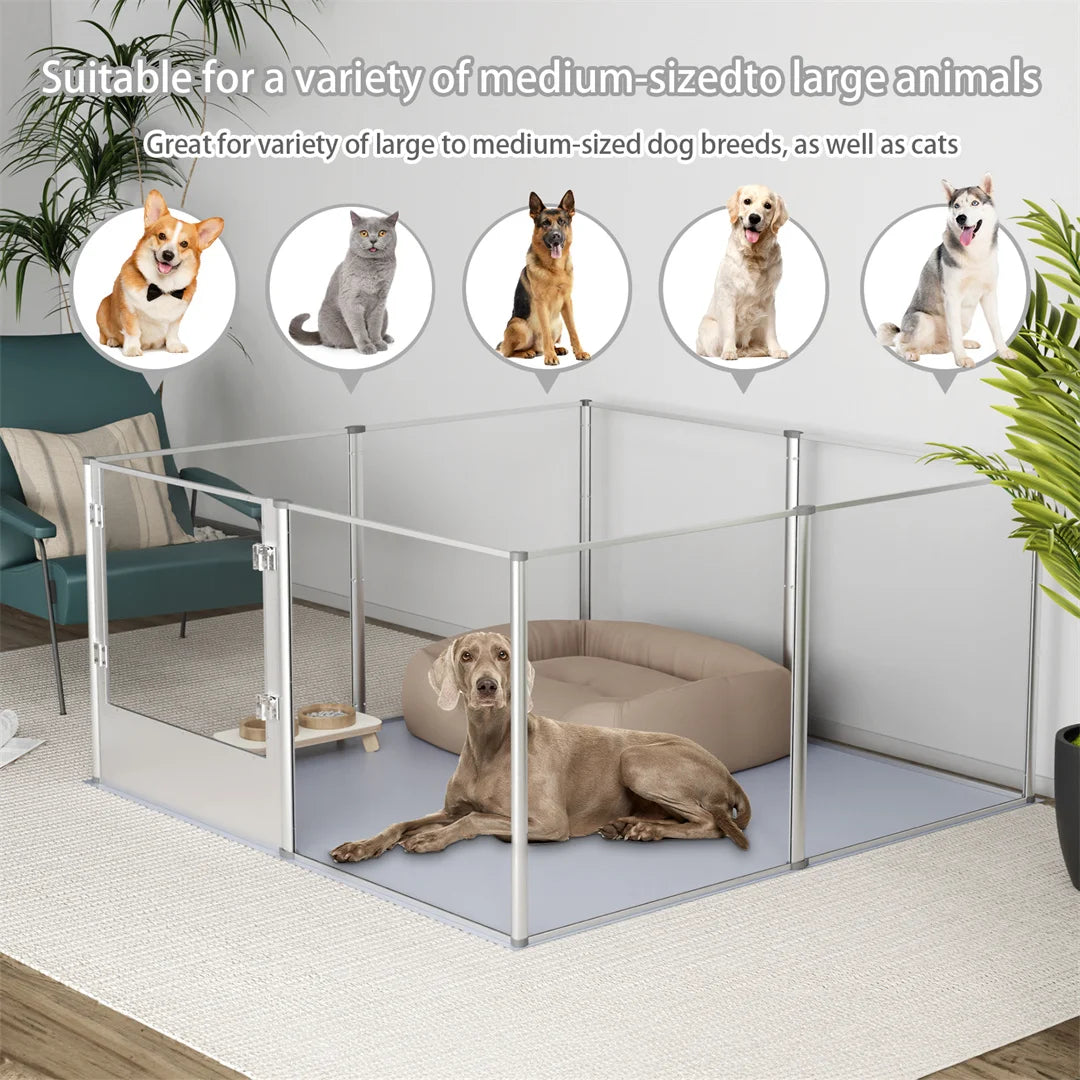BINGOPAW Acrylic Pet Playpen With Waterproof Floor Pad