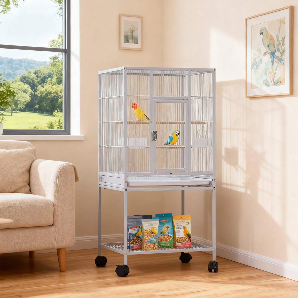 Small Animal Metal Cage With Wheels And Removable Tray