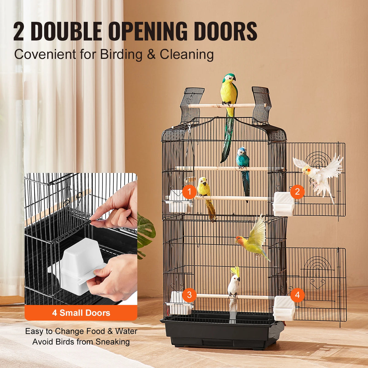 SucceBuy Hanging Bird Cage With Swing And Perch For Birds