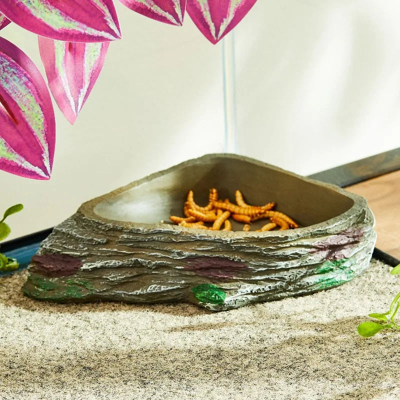 Resin Reptile Terrarium Food And Water Bowl With Angled Steps