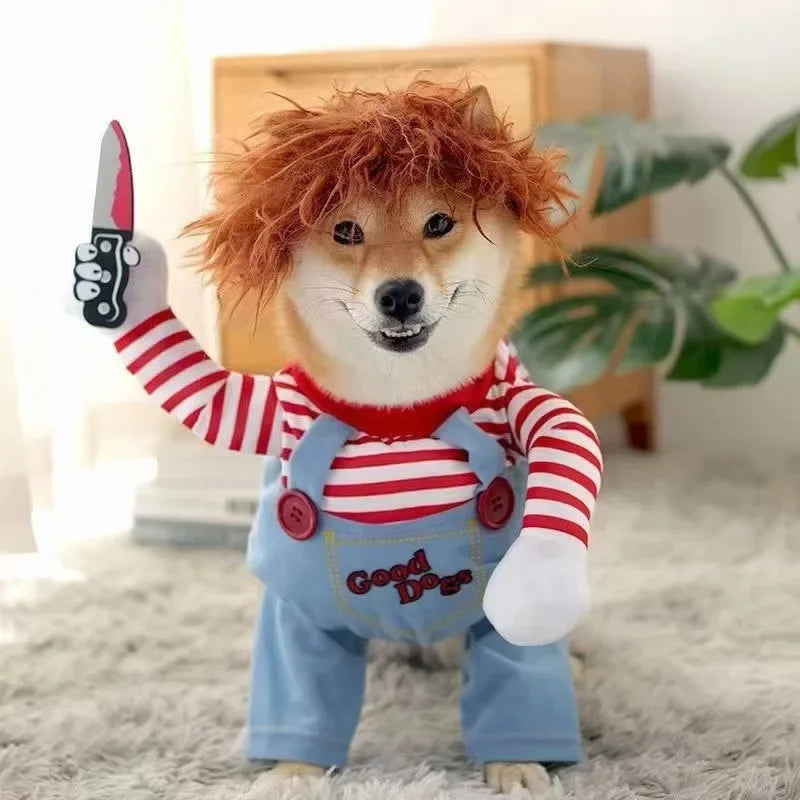 Halloween Chucky Doll Costume Outfit for Dogs and Cats