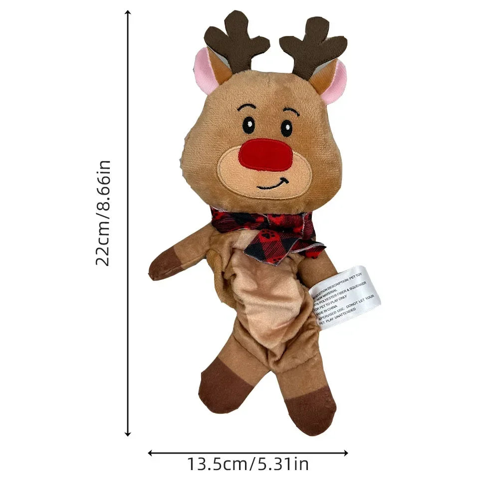 Christmas Squeaky Dog Toy Reindeer Elf Penguin Plush Pet Gift