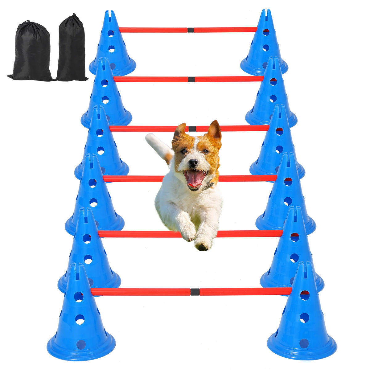 Dog Agility Hurdle Training Set With Adjustable Jump Heights