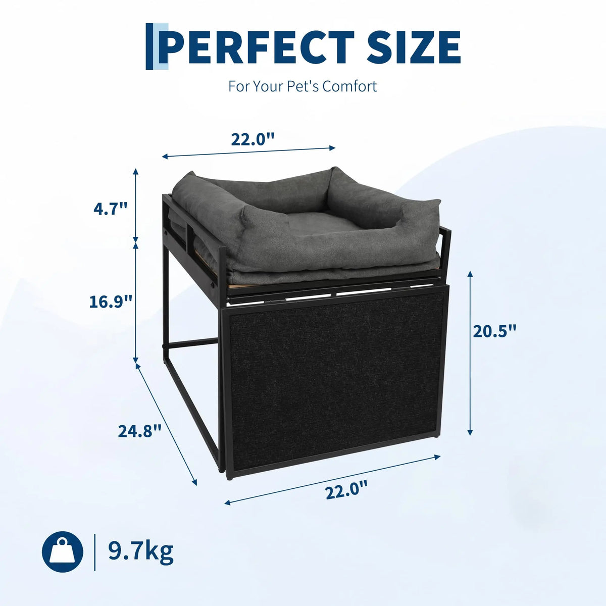 Elevated Dog Bed With Non Slip Ramp And Bolster Cushion