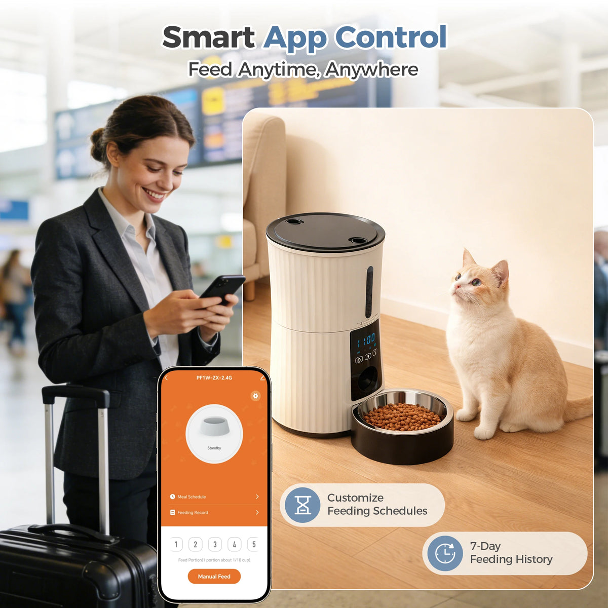 JHK Smart WiFi Automatic Cat Feeder With App Control