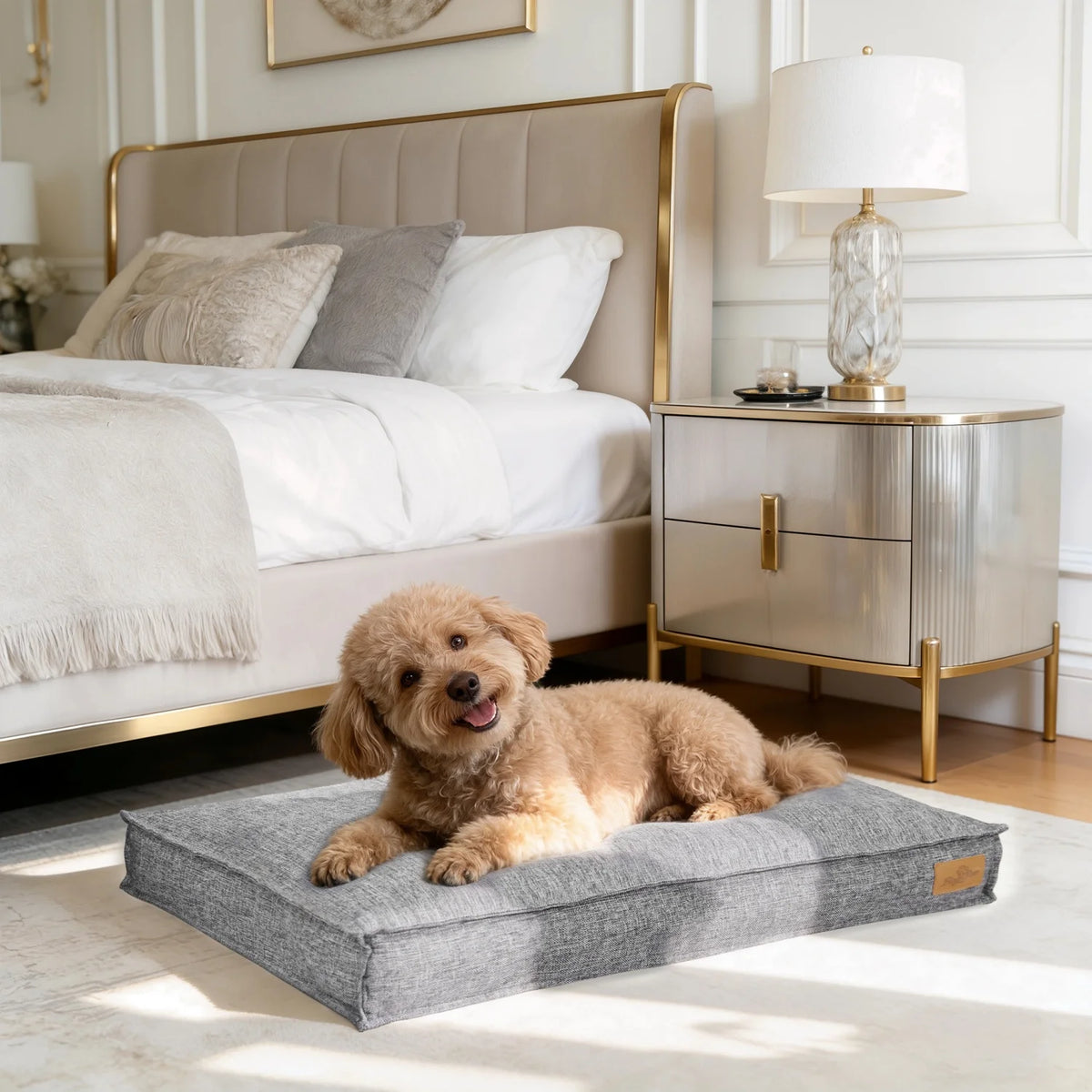 BINGOPAW Waterproof Foam Dog Crate Pad With Linen Cover