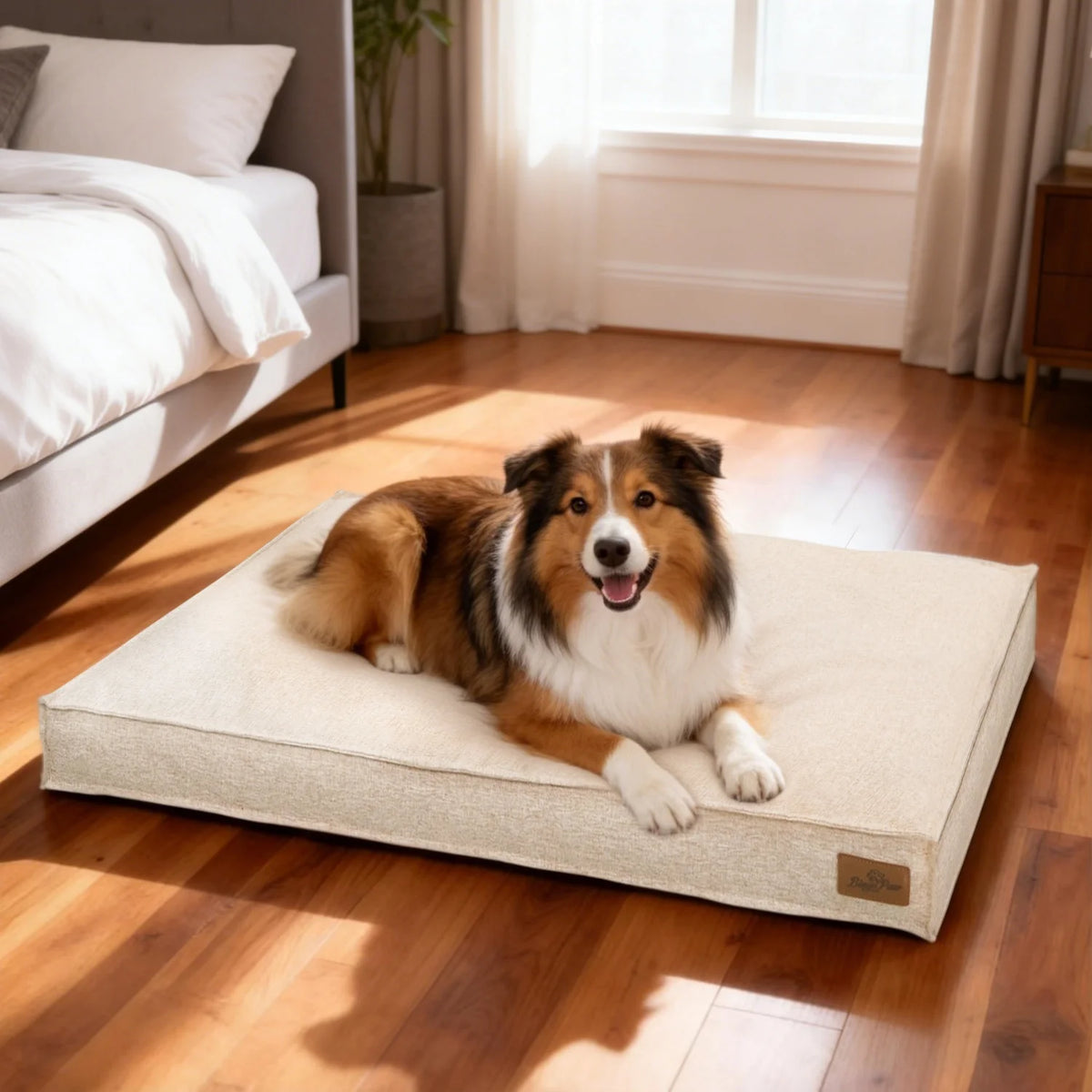 BINGOPAW Waterproof Foam Dog Crate Pad With Linen Cover