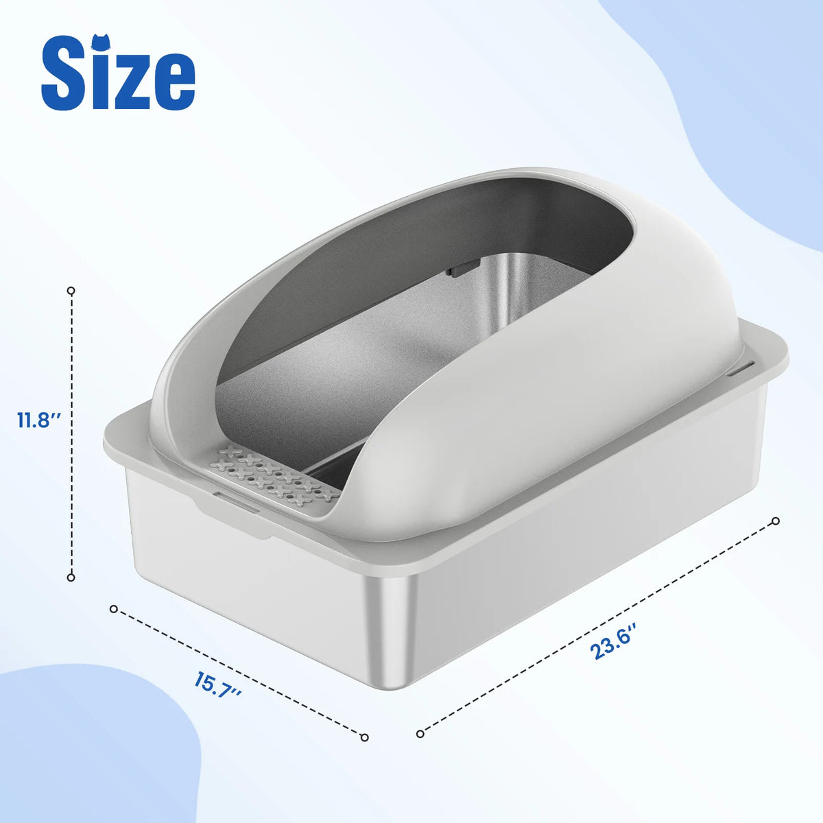 Stainless Steel Cat Litter Box With Lid And Cleaning Scoop