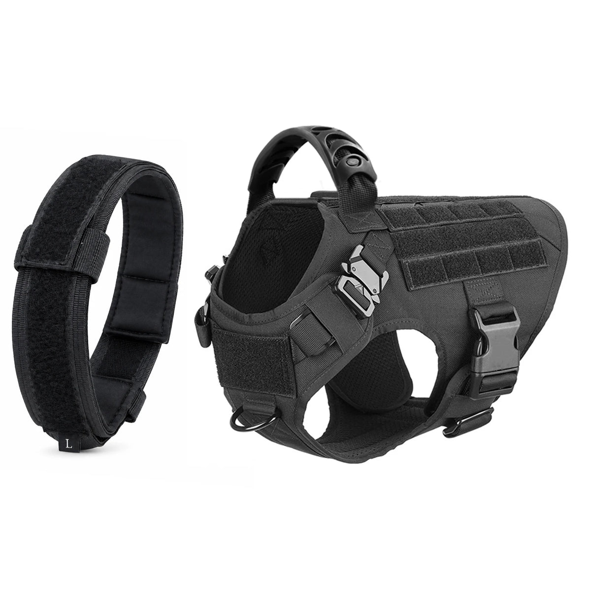 PETRAVEL Tactical Dog Harness And Collar Set For Outdoor Training