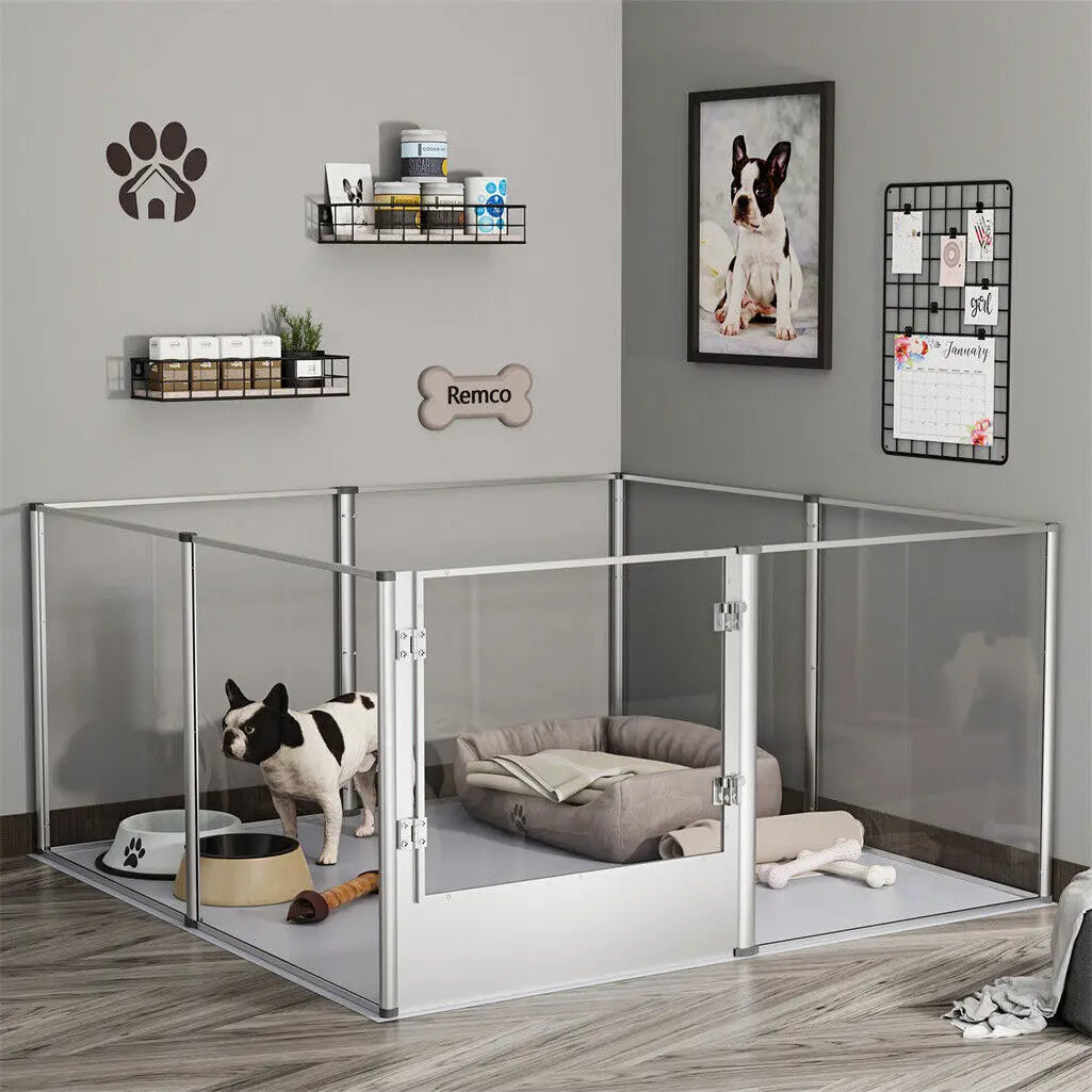 BINGOPAW Acrylic Pet Playpen With Waterproof Floor Pad