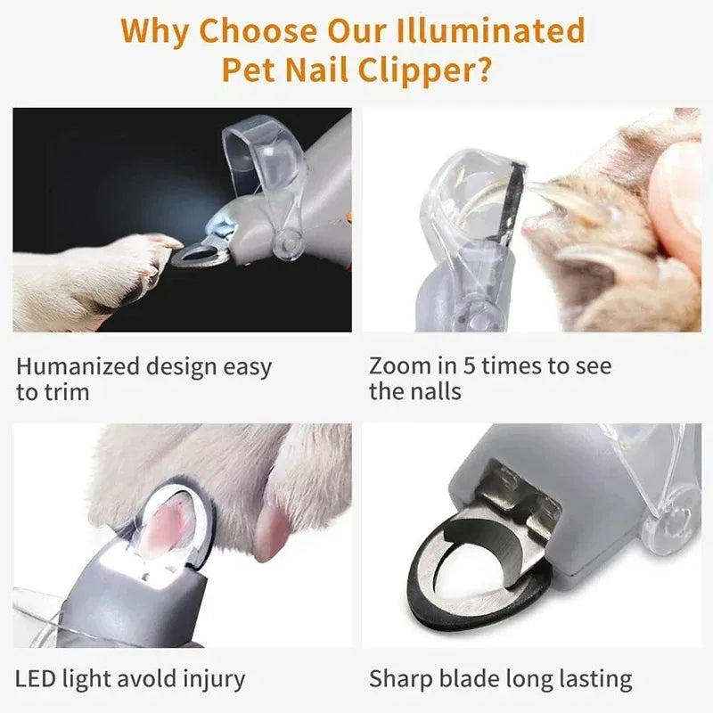 LED Pet Nail Clippers For Cats And Dogs Safety Light