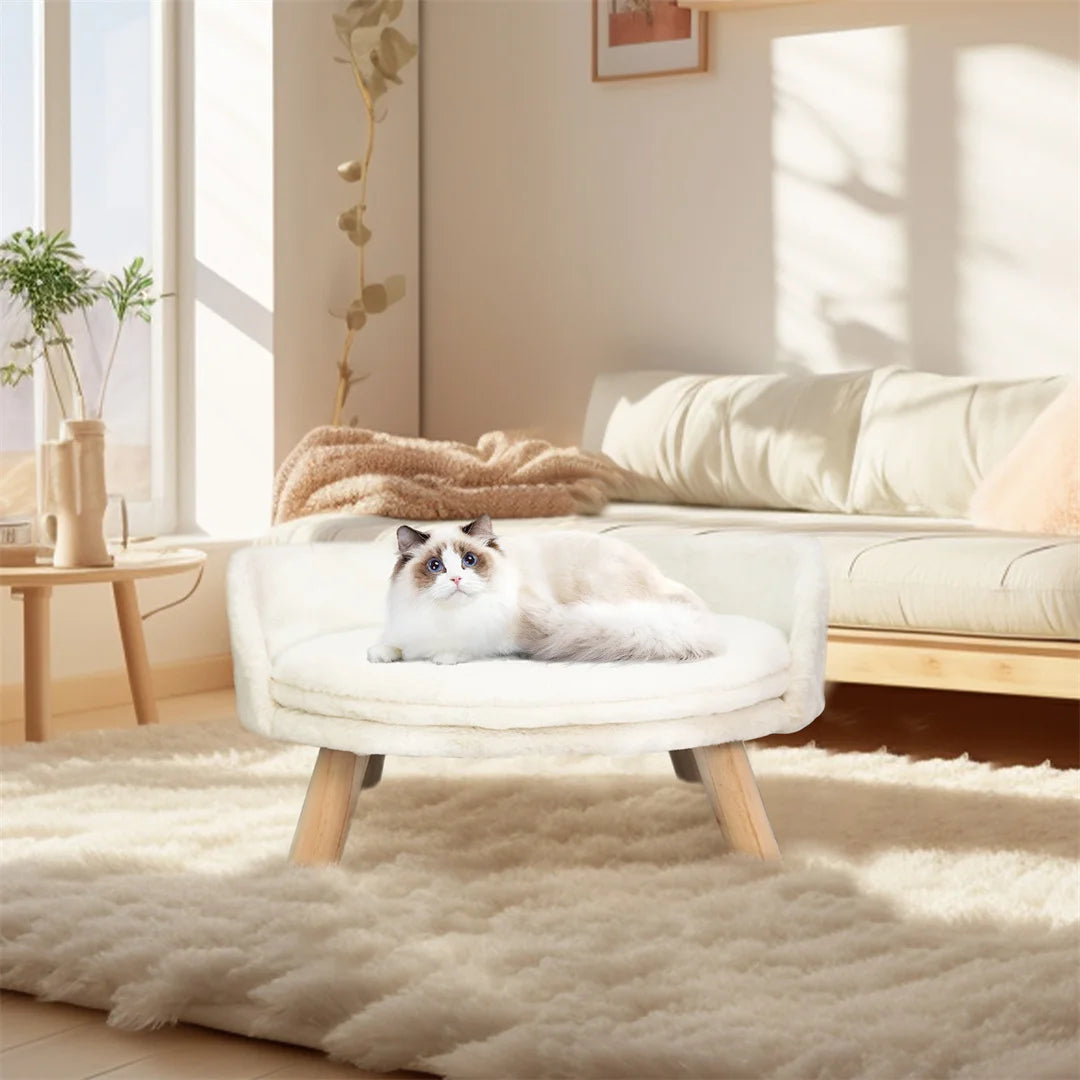 BINGOPAW Plush Cat Bed Nesting Chair With Waterproof Cushion