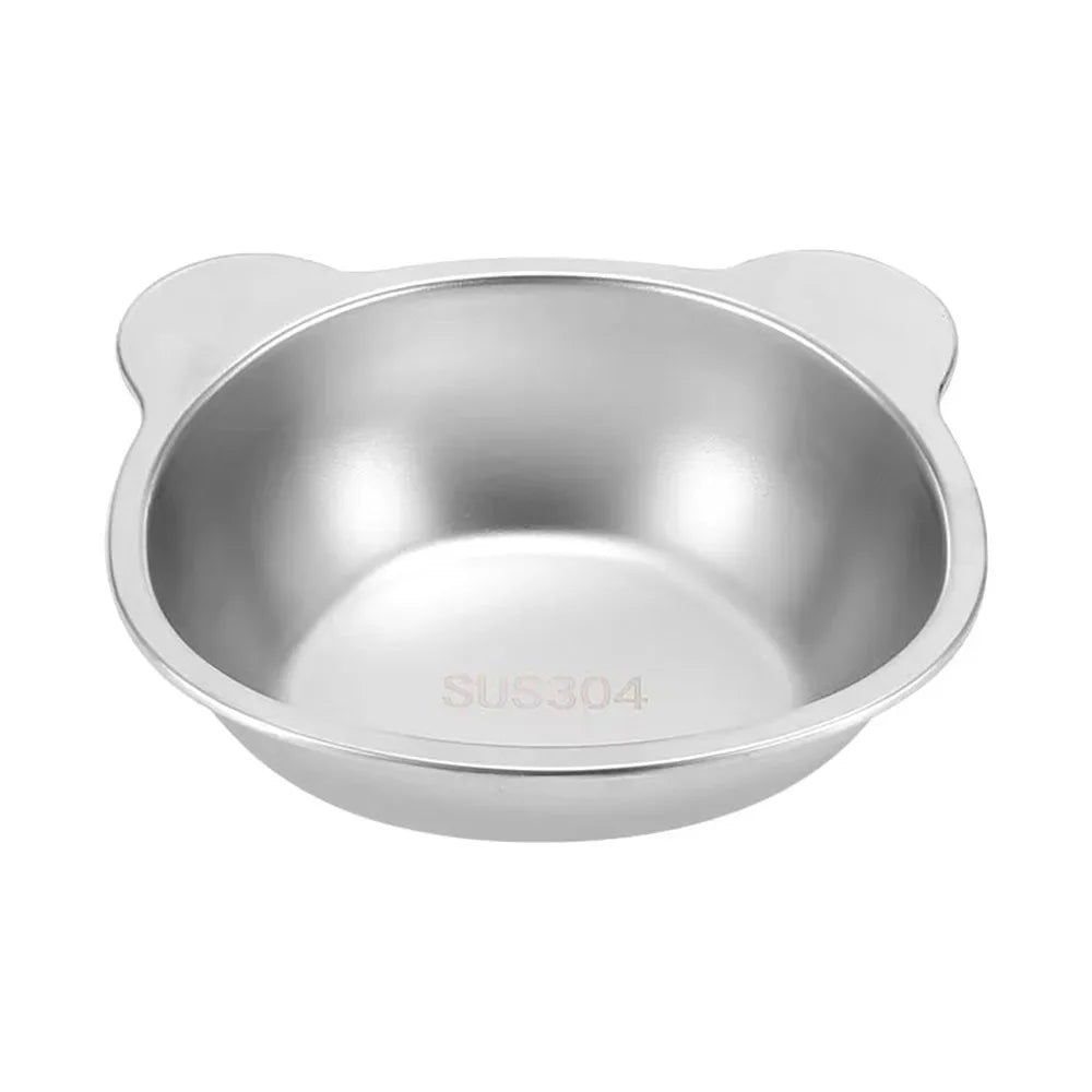Elevated Stainless Steel Cat Bowl With Tilted Neck Guard