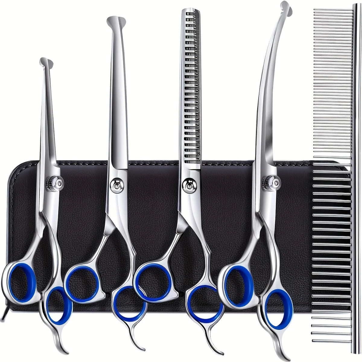 Titanium Coated Stainless Steel Pet Grooming Scissors With Round Tip