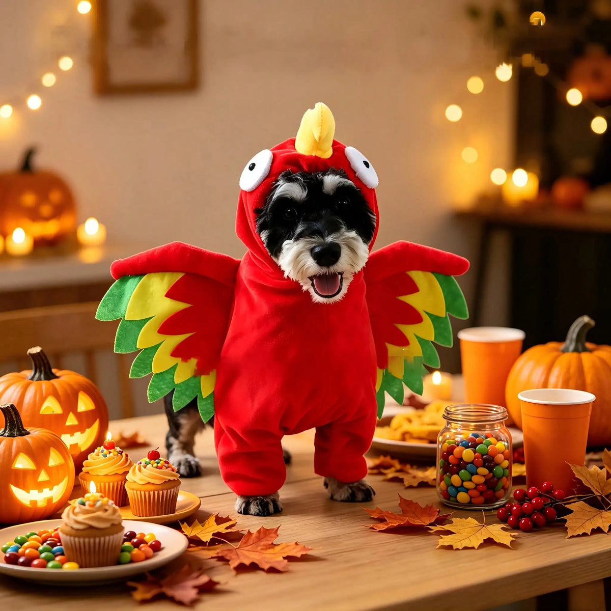 Halloween Pet Turkey Standing Costume With 3D Wings Outfit for Pets