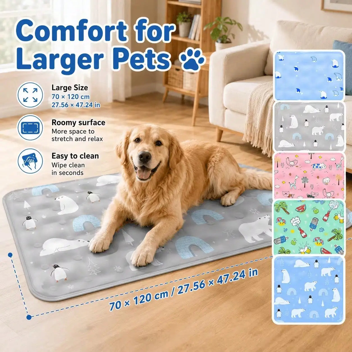 Water Filled Cooling Mat for Dogs and Cats Summer Pad
