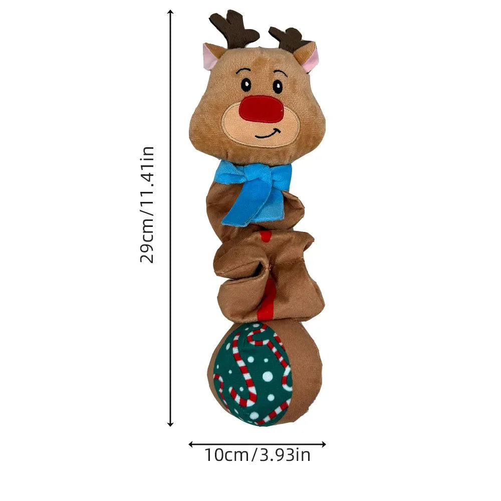Christmas Squeaky Dog Toy Reindeer Elf Penguin Plush Pet Gift