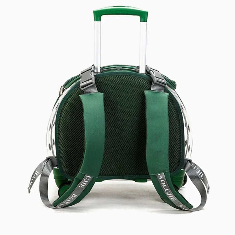 Pet Trolley Carrier Backpack With Clear Ventilation And Silent Wheels