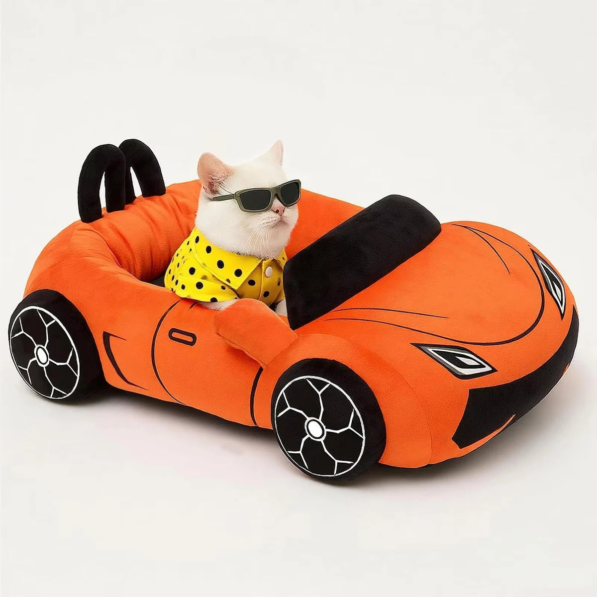CWV Supercar Cat Bed With Soft Washable Coral Fleece Mat