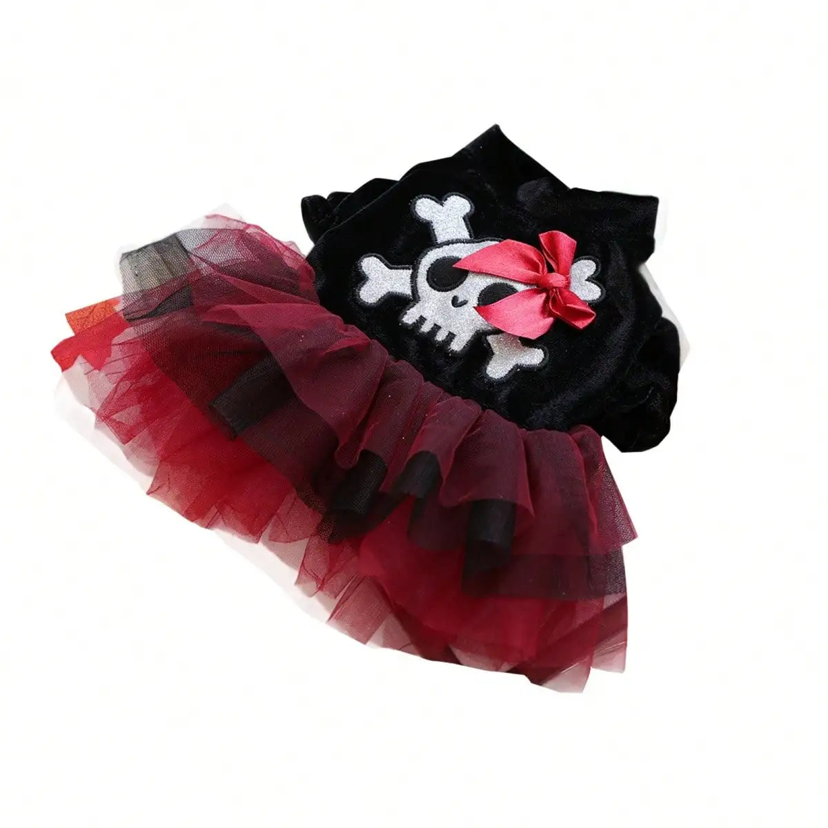 Halloween Skull Bow Tulle Dress Costume for Dogs and Cats
