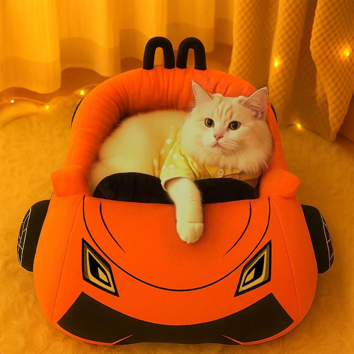 CWV Supercar Cat Bed With Soft Washable Coral Fleece Mat