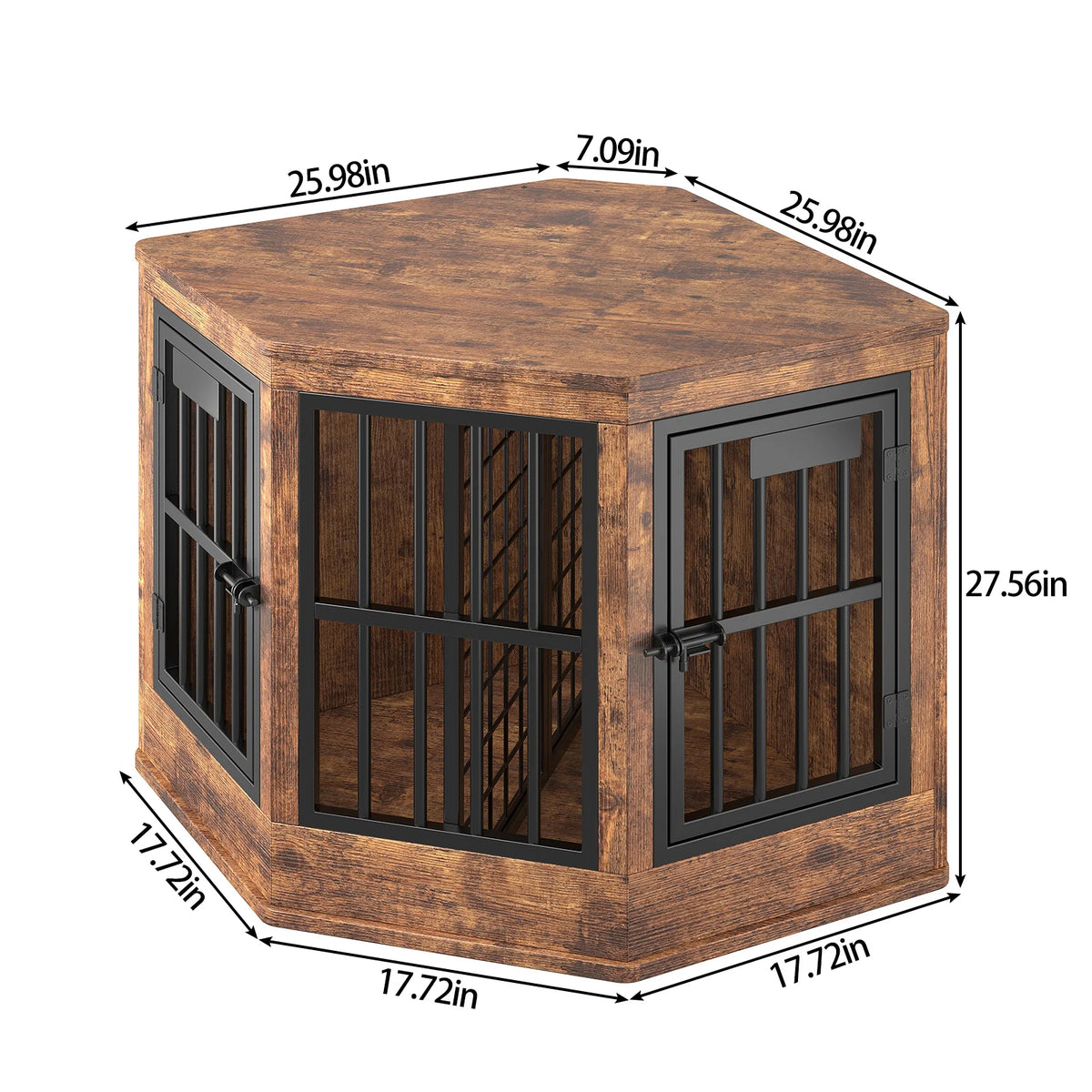 Modern Wooden Corner Dog Crate Furniture With Decorative Pet House