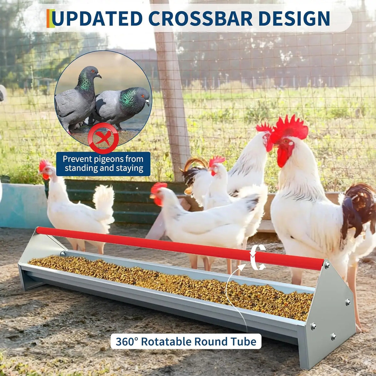 HiMISS Galvanized Steel Poultry Feeding Trough With Drainage Holes