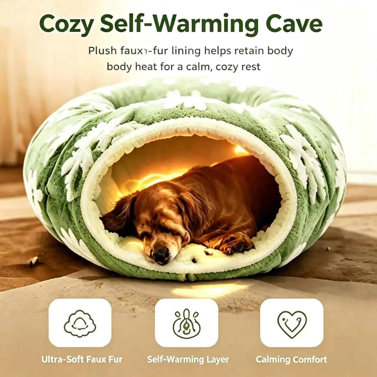 Flower Plush Dachshund Tunnel Bed, Foldable Two In One Design