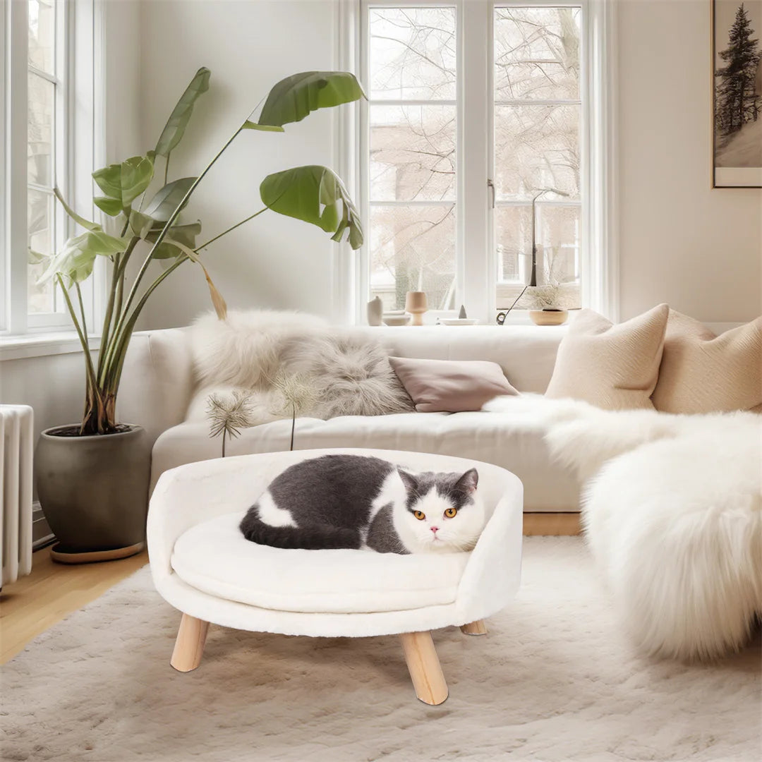 BINGOPAW Plush Cat Bed Nesting Chair With Waterproof Cushion