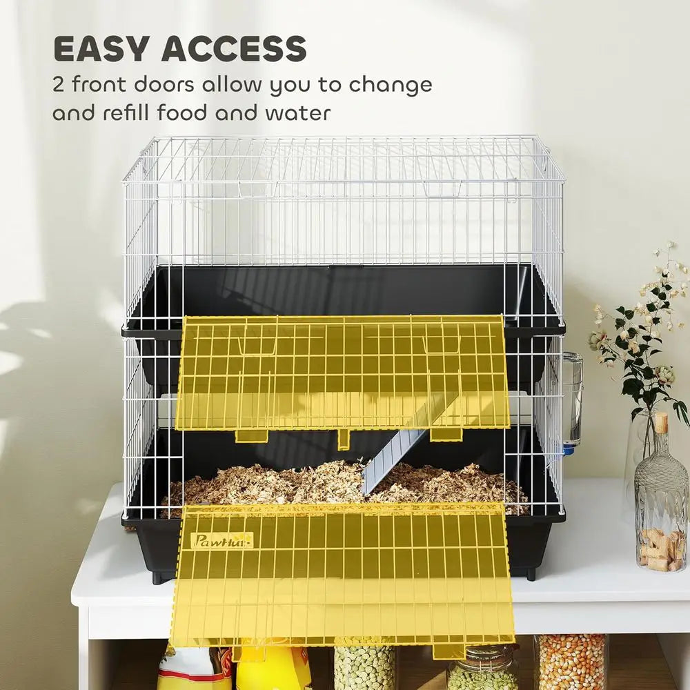 Two Tier Small Animal Cage With Dish Bottle And Platforms