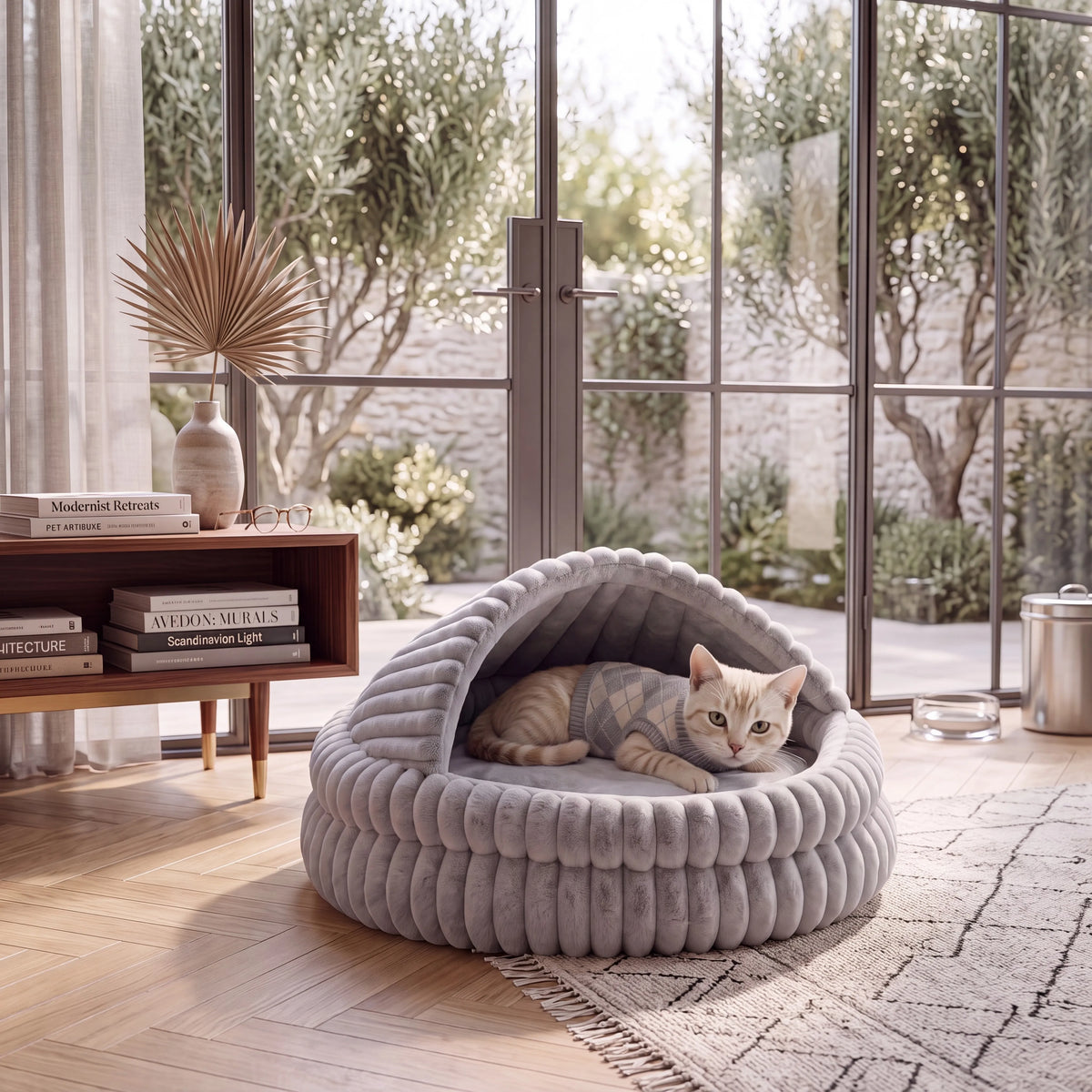 EliteZ Hooded Cat Cave Bed for a Cozy Indoor Pet Retreat